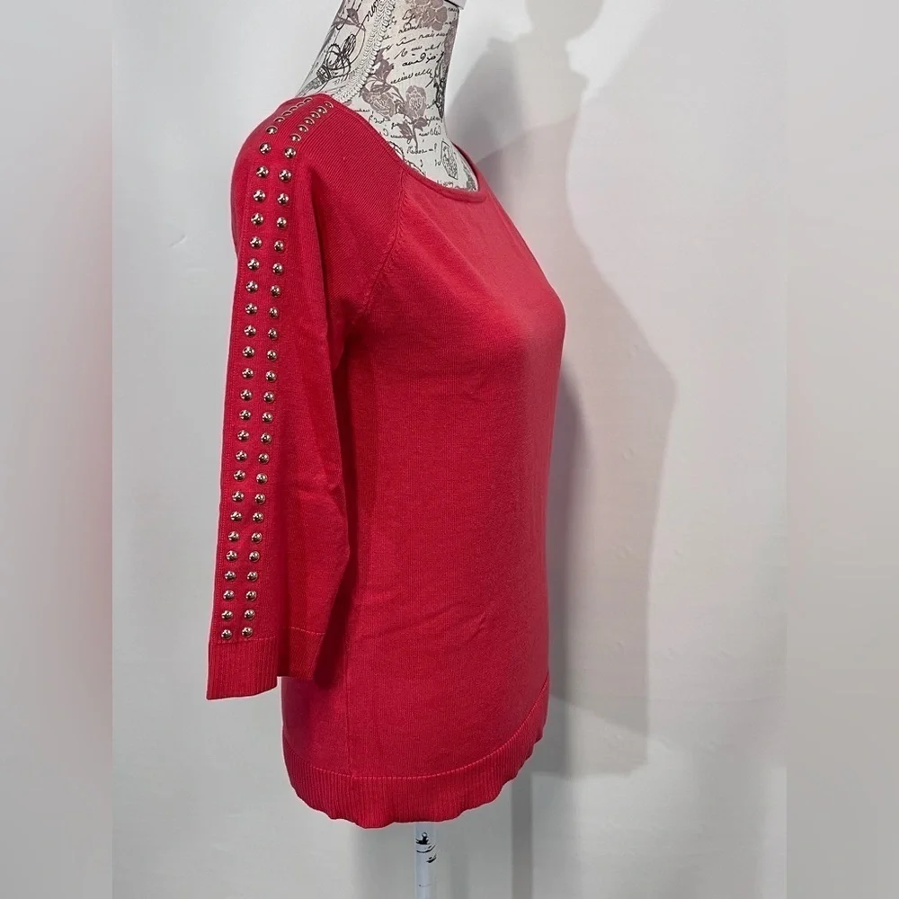 COPY - CARMEN MARC VALVO Poppy red 3/4 sleeve top size M - Picture 7 of 12